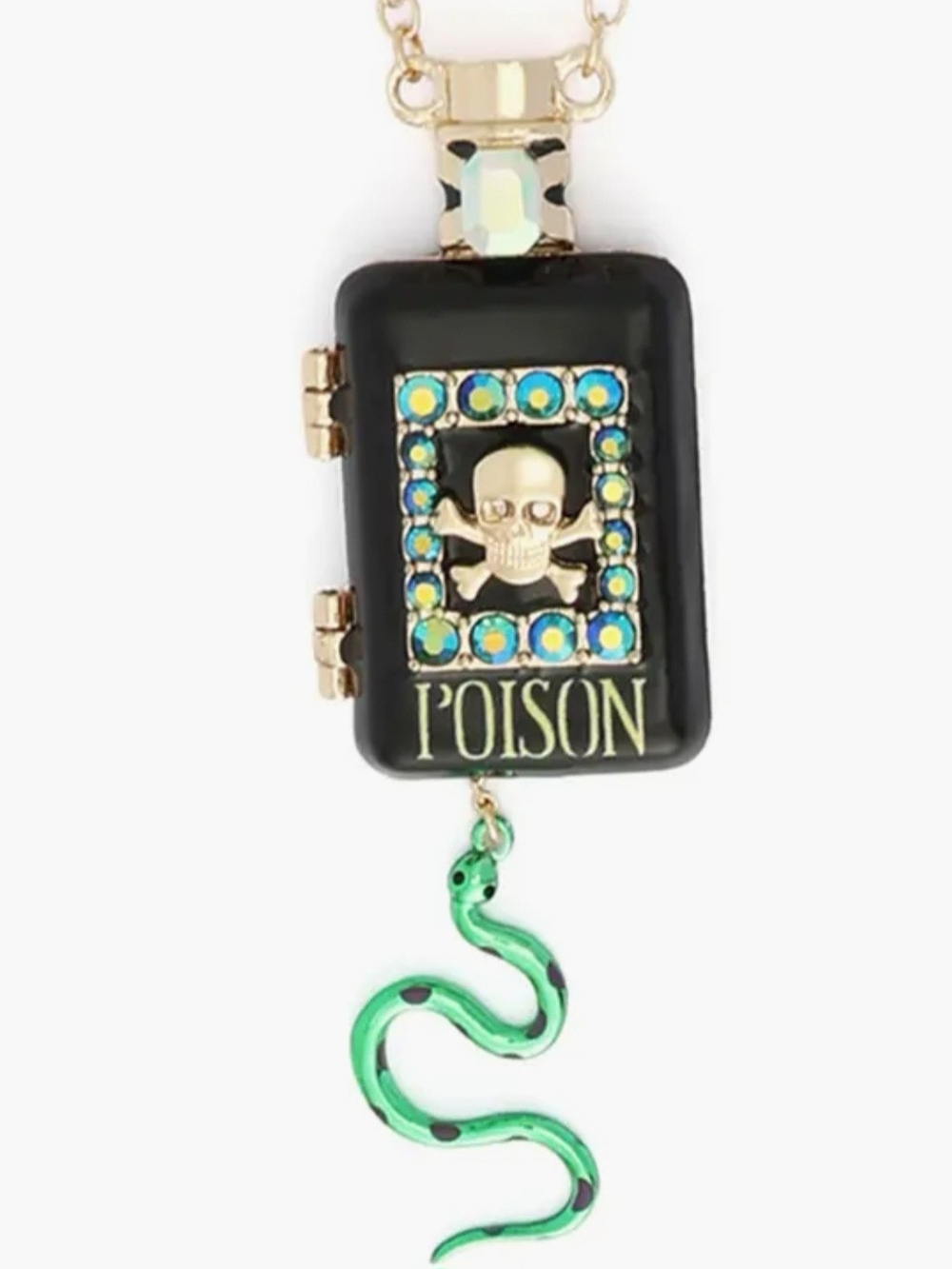 Black and Green 'Poison' Skull Locket Necklace